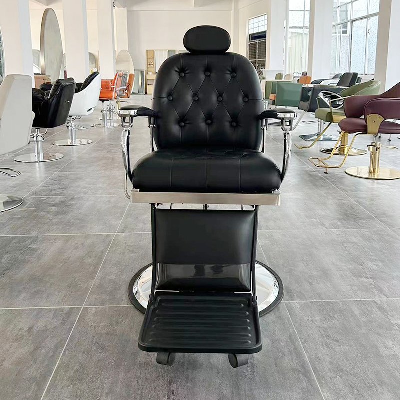 Antique Beauty Salon Black Reclining Hydraulic Barber Chair Vintage Salon Hair Shop Styling Barber Chair For Sales