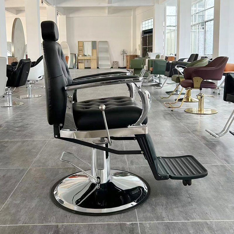 Antique Beauty Salon Black Reclining Hydraulic Barber Chair Vintage Salon Hair Shop Styling Barber Chair For Sales