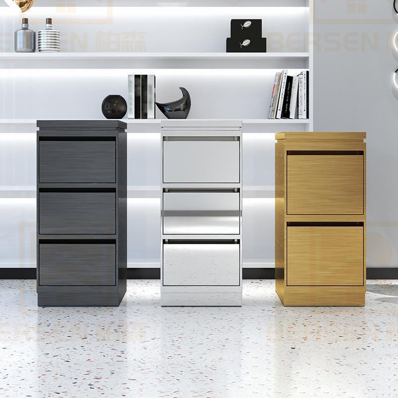 High-end modern beauty salon gold stainless steel hairdressing storage cabinet Luxury 3 floors beauty salon trolley hairdressing