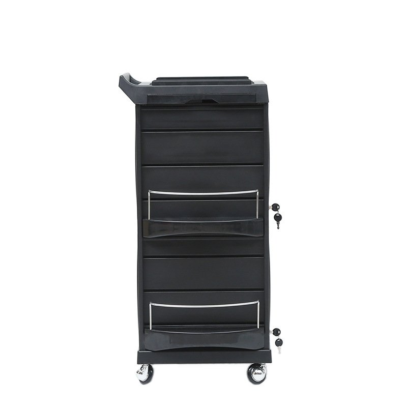 Salon Trolley Cart Locking Rolling Trolley Cart Furniture Rolling Wheels Hairdressing Barber Used Cart Storage Trolley Black