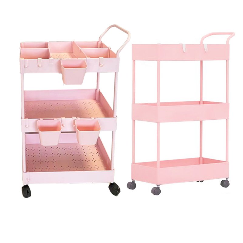 Beds With Organization And Storage Room Plastic ABS Rolling Cart With 3 Layers Display Shelves Shelf