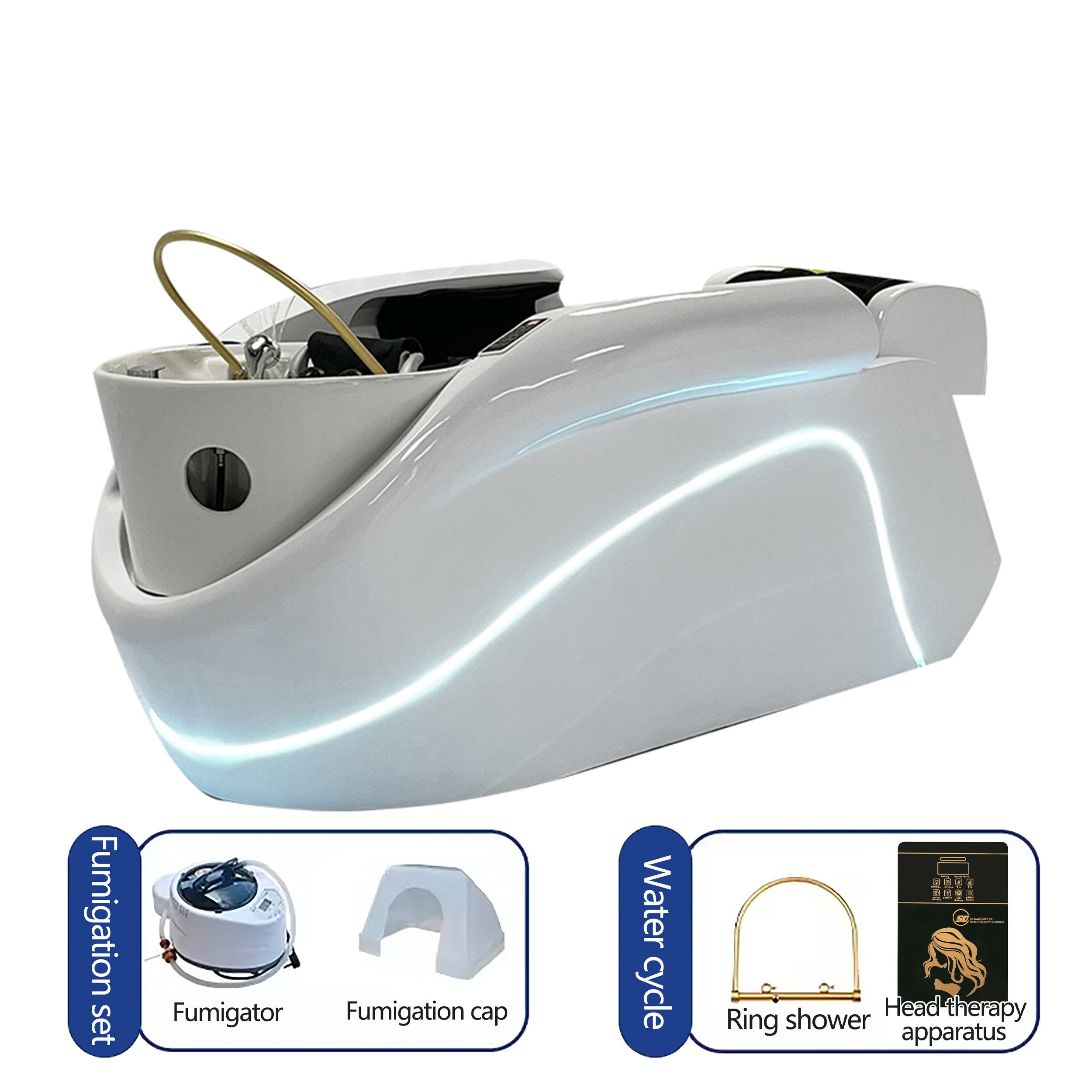 Luxury Electric Massage Head Spa Water Therapy Shampoo Bed Lay Down Washing Salon Shampoo Bed