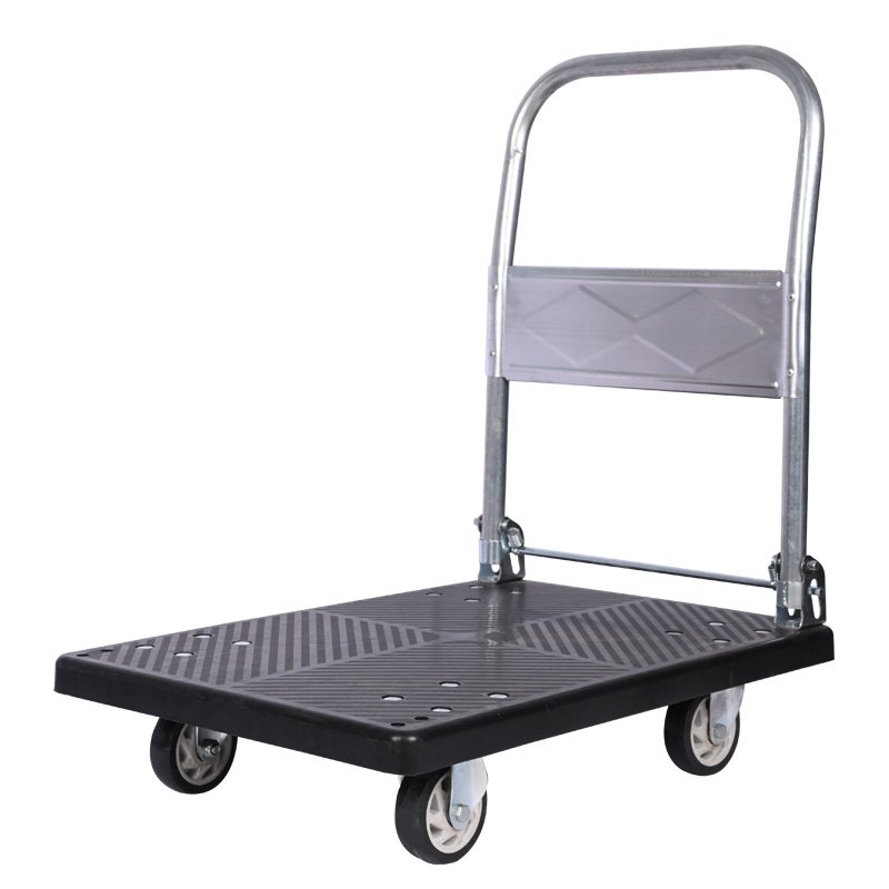 Wholesale Prices Hand Truck Foldable Trolley Heavy Duty Plastic Handcart Material Handling 3" TPR Wheel Easy Moving Platform H1