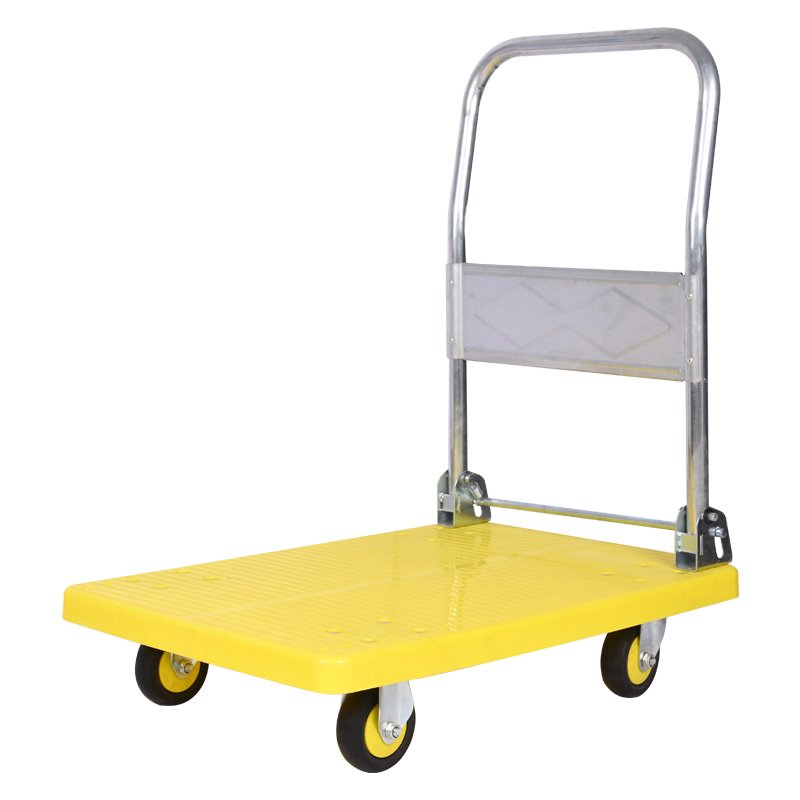 Wholesale Prices Hand Truck Foldable Trolley Heavy Duty Plastic Handcart Material Handling 3" TPR Wheel Easy Moving Platform H1