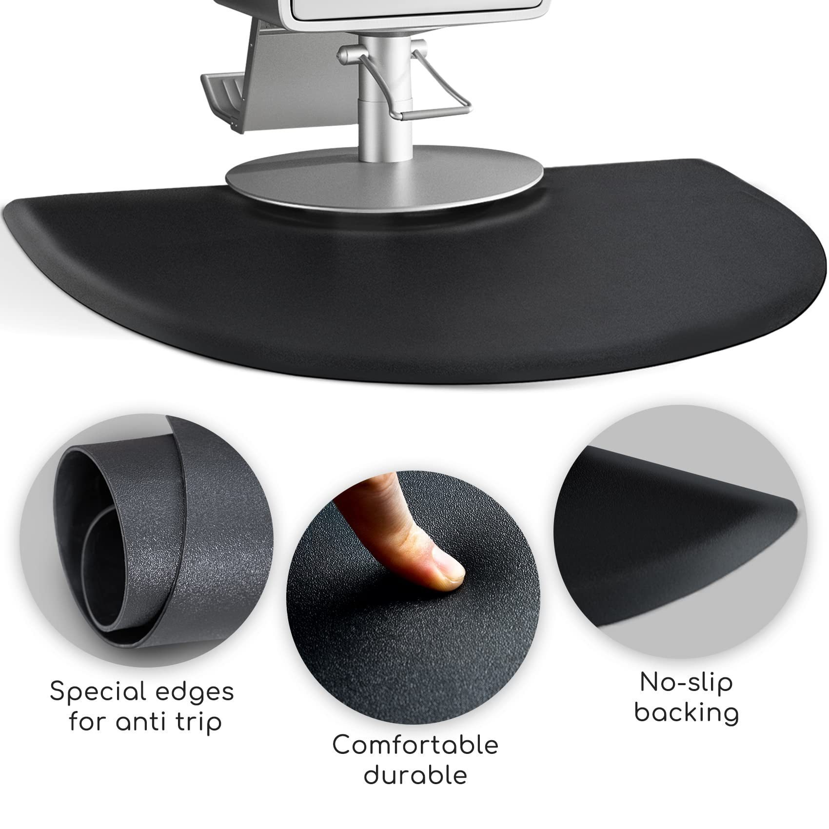 Anti Fatigue Semi Circle Salon Mat for Hair Stylist Anti-Slip Antique Series Salon & Barber Shop Chair Floor Mat