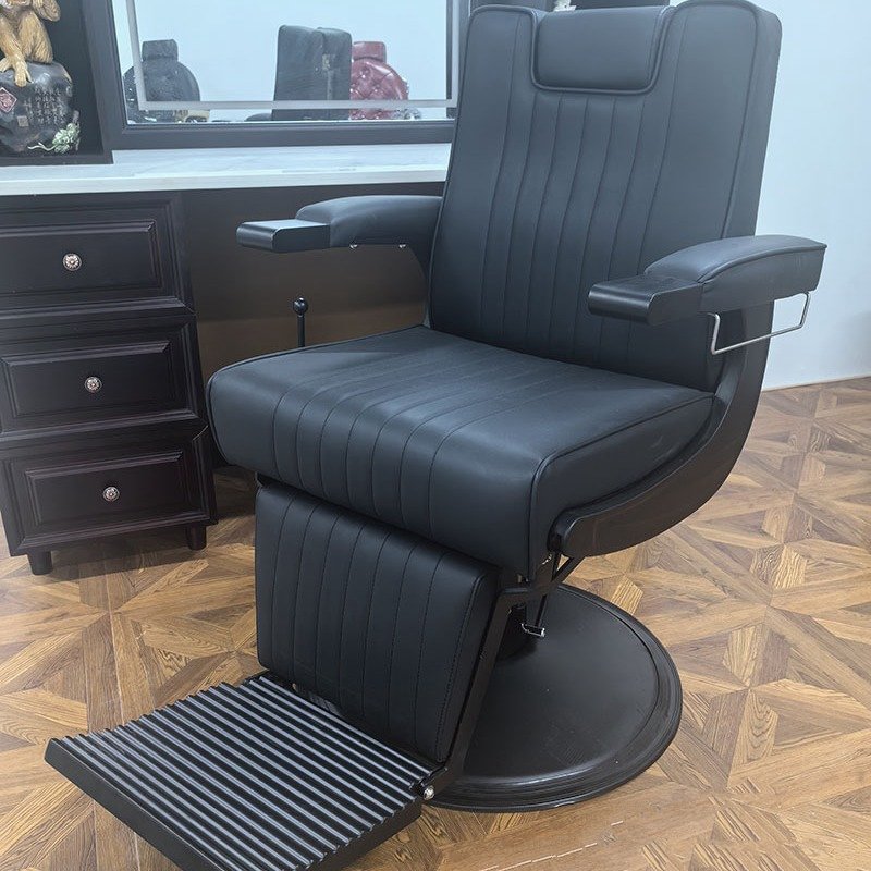 Professional Hydraulic Salon Furniture Antique Style Barbershop Black Haircut Electric Barber Recliner Chair Set For Sale