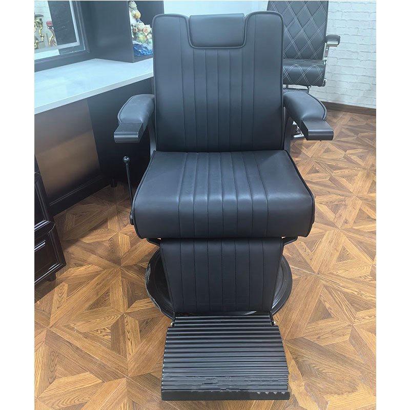 Professional Hydraulic Salon Furniture Antique Style Barbershop Black Haircut Electric Barber Recliner Chair Set For Sale