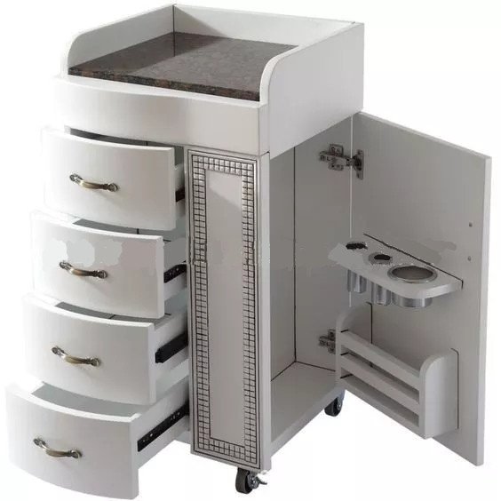 Bomacy White Simple Modern Luxury Design Salon Furniture Trolley For Sale