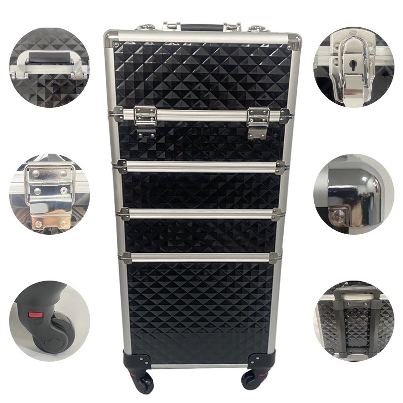 Professional Rolling Cosmetic Train Case Large Capacity Cosmetic beauty bag box Trolley Makeup Travel Case