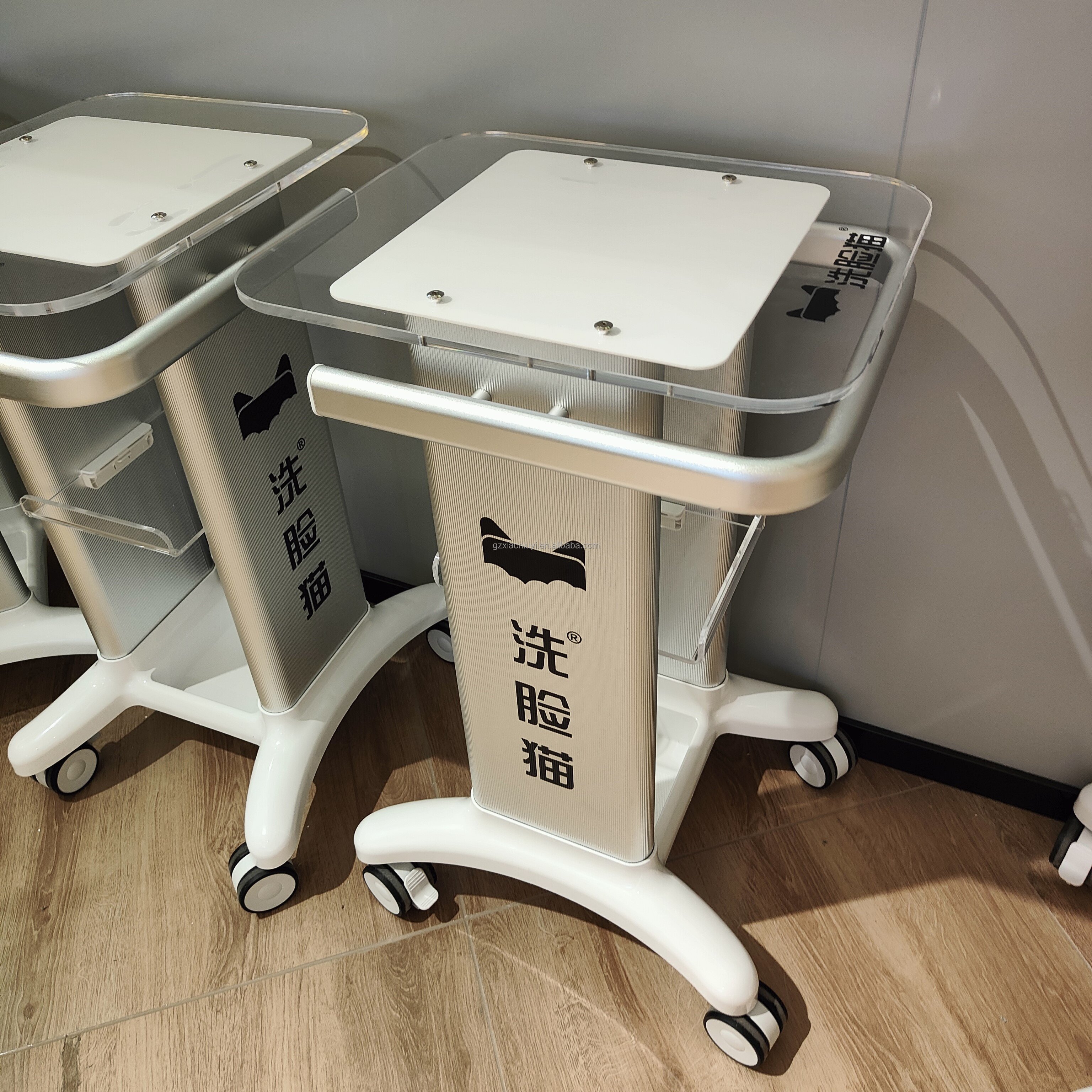 Free add logo Beauty facial instrument acrylic Trolley Laser Beauty Equipment Trolley Portable machine stand Hand Cart