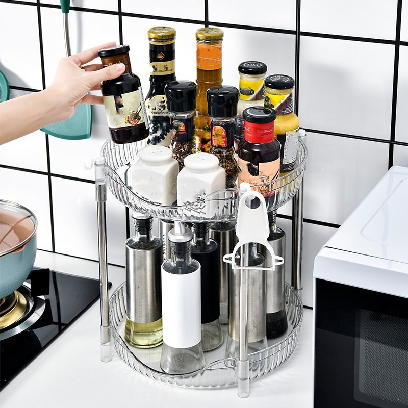 Hot Selling Transparent Round Modern Salon Kitchen and Bathroom Snack Food Fruit Storage Shelf with Wheels Rolling Storage Cart