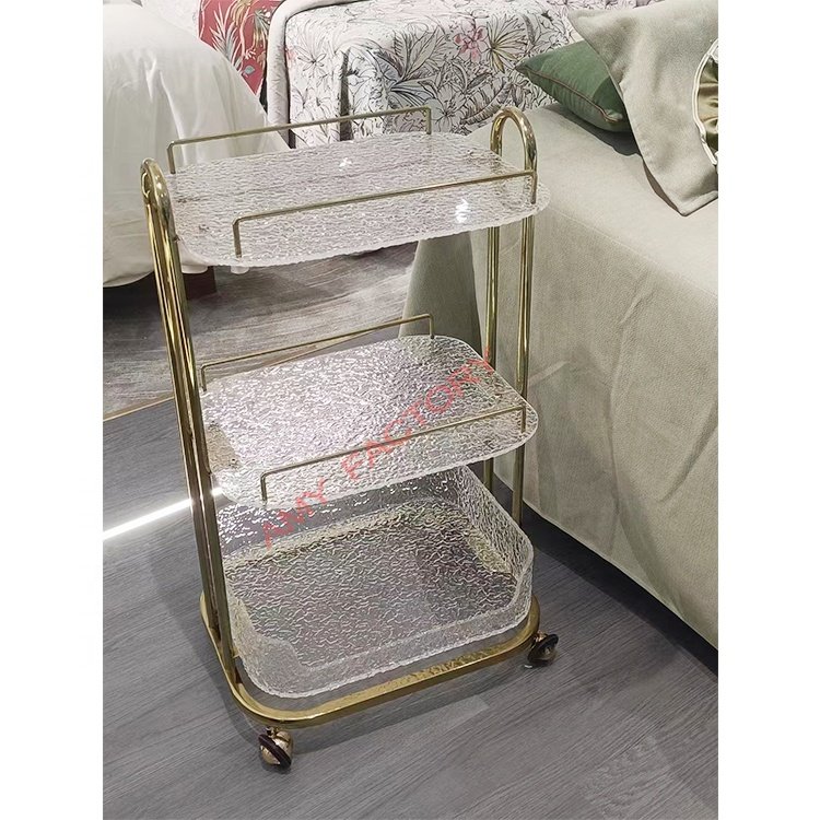 European style simple beauty spa wooden rolling salon trolley