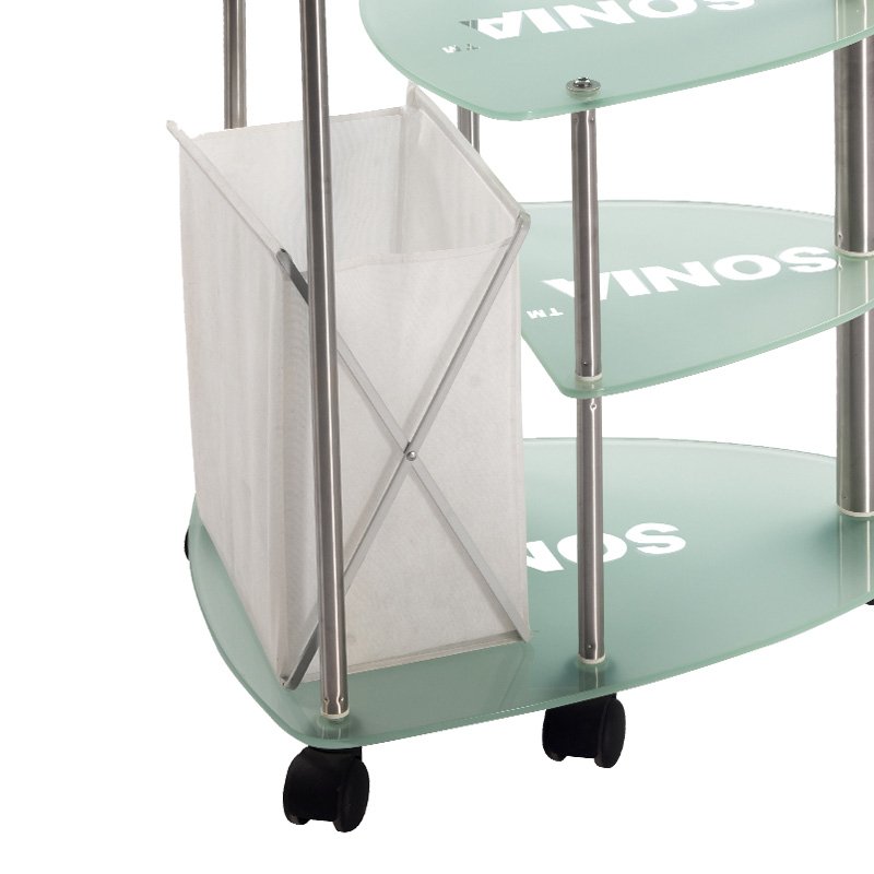 Luxury Orginal Glass Barber Trolley Cart with Dustbin European Style SPA Beauty Salon Furniture 4 Layer Shelf Move with Wheels