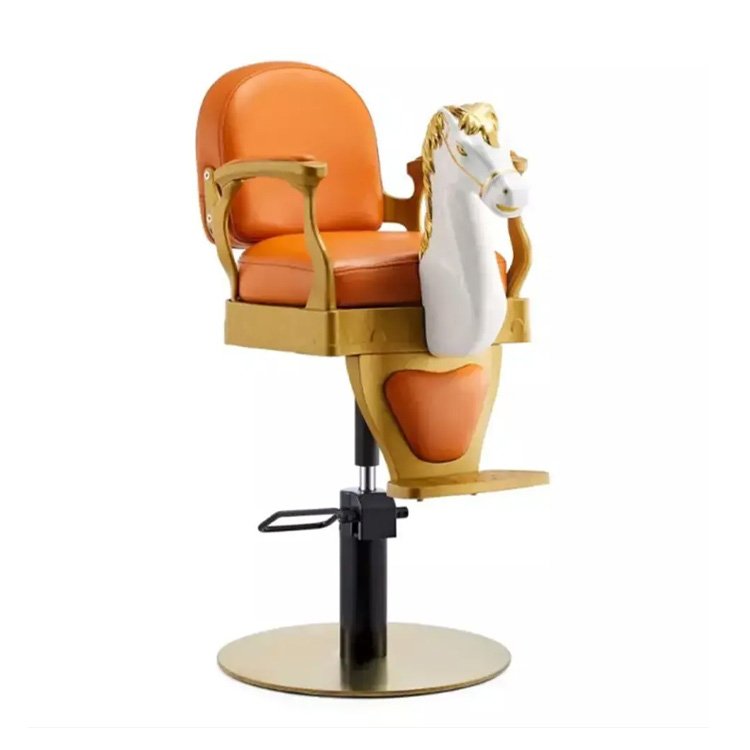 pink Children's horse head barber kids hair salon chair baby special unique shape lifting barber chair