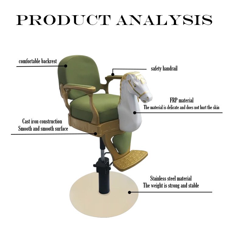 pink Children's horse head barber kids hair salon chair baby special unique shape lifting barber chair