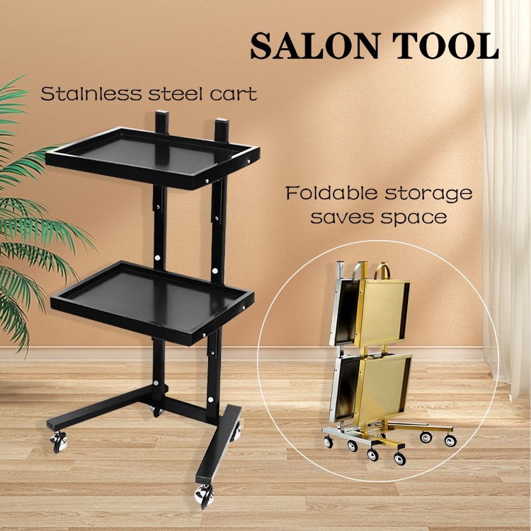 Hair Salon Trolley Economical Iron Black Tattoo Tools Store Nail Beauty Furniture Cosmetic Color Slide Feature