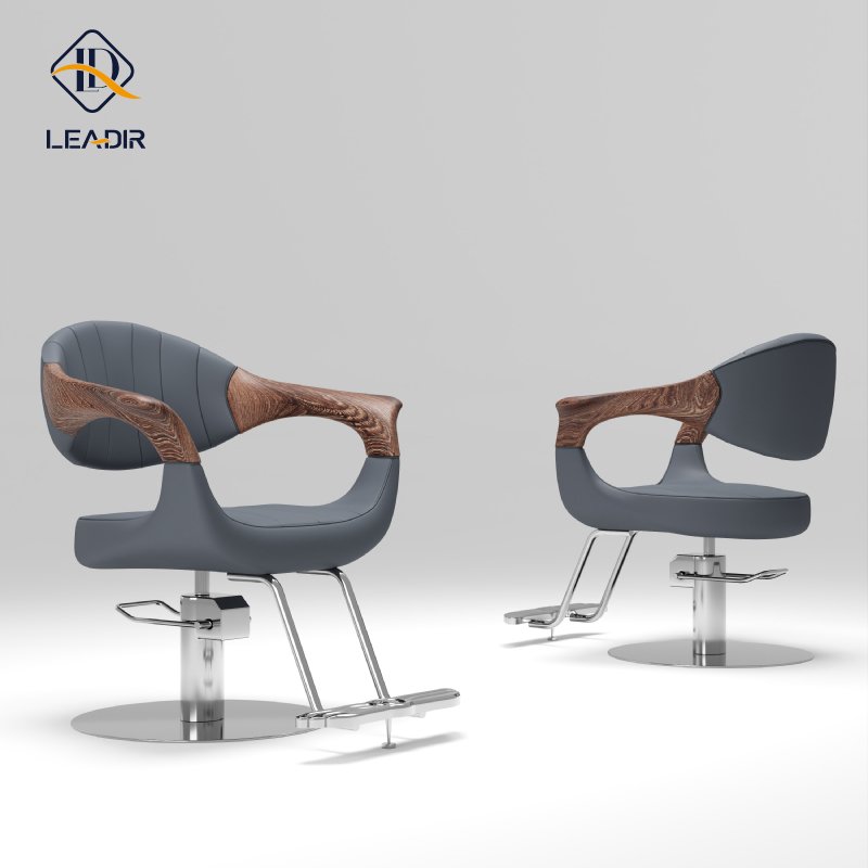 Leadir professional wooden armrest styling barber chair hair salon barber shop equipment swivel hydraulic salon chair for men