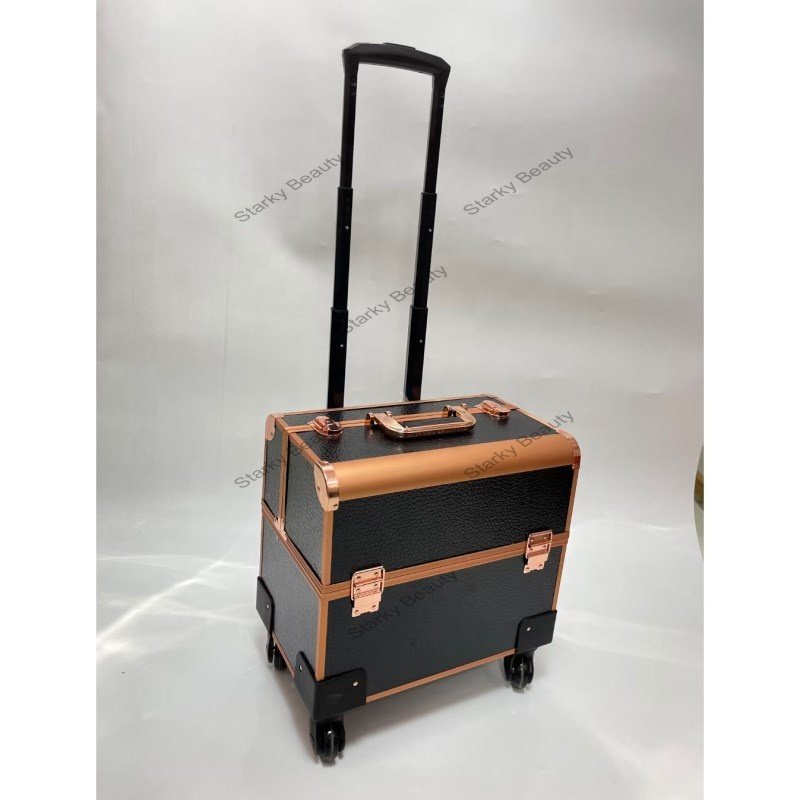 Professional salon Cosmetic Organizer Big Makeup Trolley Travel Train Case nail polish carrying Box