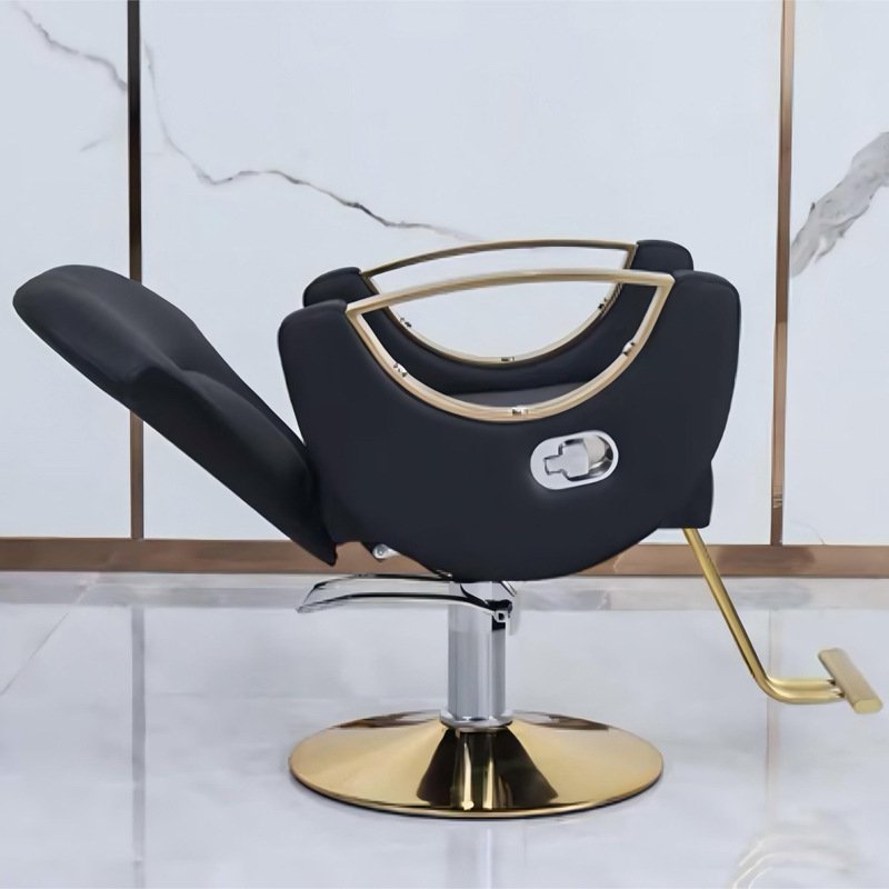 Wallybeauty Modern Styling Chair Gold Stainless Steel Reclining Furniture for Home School Gym Salon Barber Use for Beauty Salons