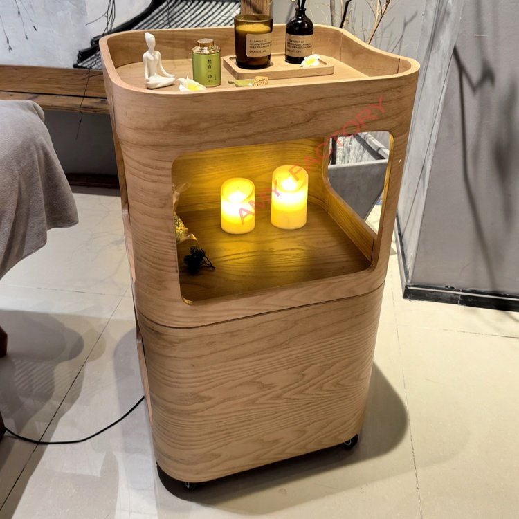 Best Quality beauty salon cart hair salon wooden style trolley beauty trolley