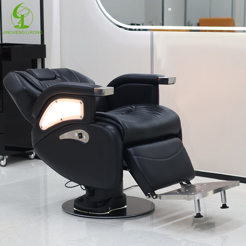 JINCHENG Luxury Modern Salon Furniture Electric Barber Chairs Led Light Band Armchair Hair Care Chair Salon Treatment Chairs