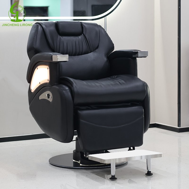 JINCHENG Luxury Modern Salon Furniture Electric Barber Chairs Led Light Band Armchair Hair Care Chair Salon Treatment Chairs