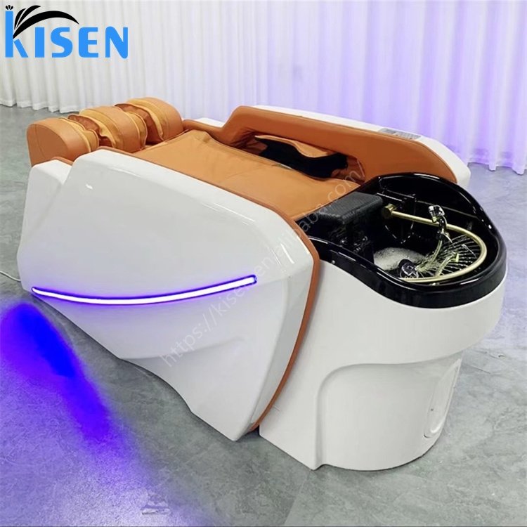 KISEN Luxury Steamer Head Spa Massage Shampoo Body Massage Chair Electric Massage Shampoo Bed Table Washing For Beauty Salon