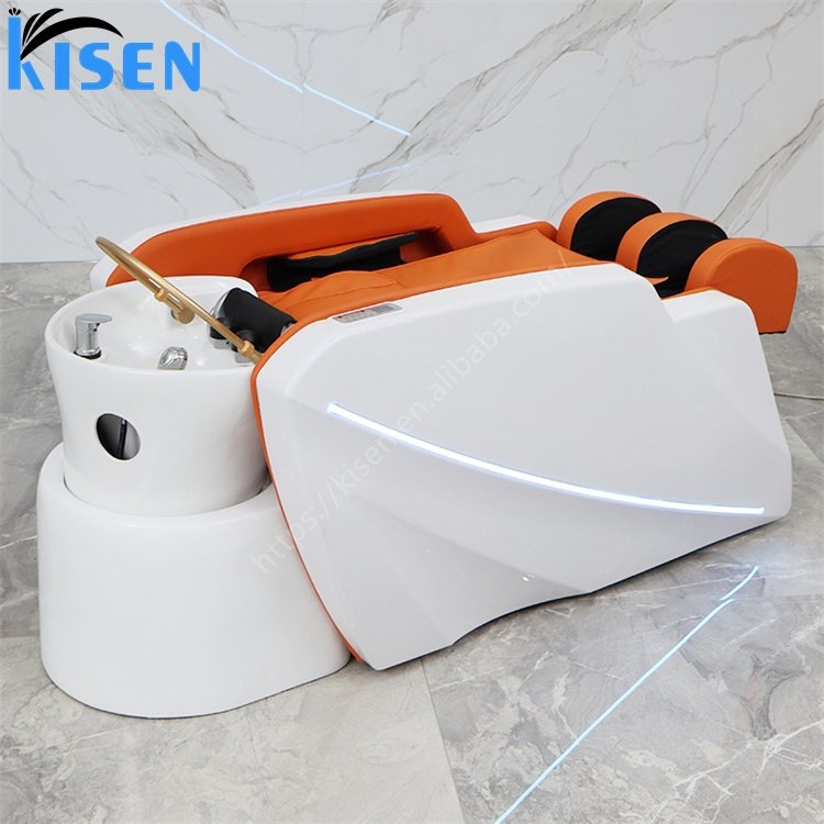 KISEN Luxury Steamer Head Spa Massage Shampoo Body Massage Chair Electric Massage Shampoo Bed Table Washing For Beauty Salon