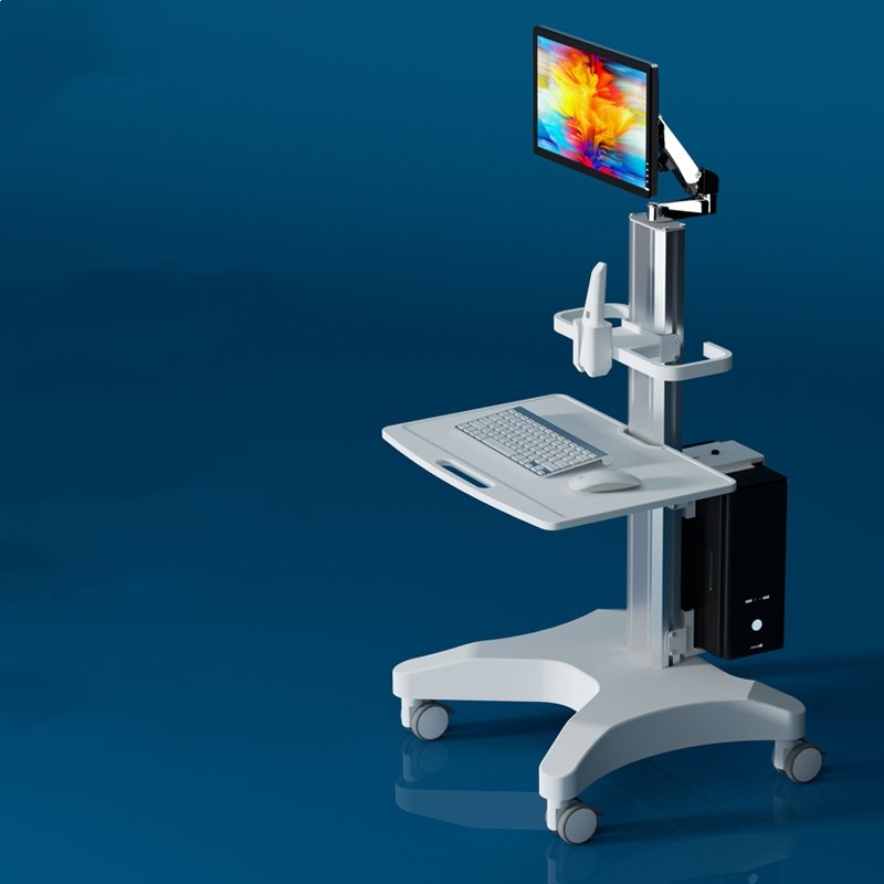 Mobile Nursing Cart Laptop Computer Cart Monitor Cart Dental trolley Height Adjustable Silent Wheel VESA Aluminum Steel Plastic