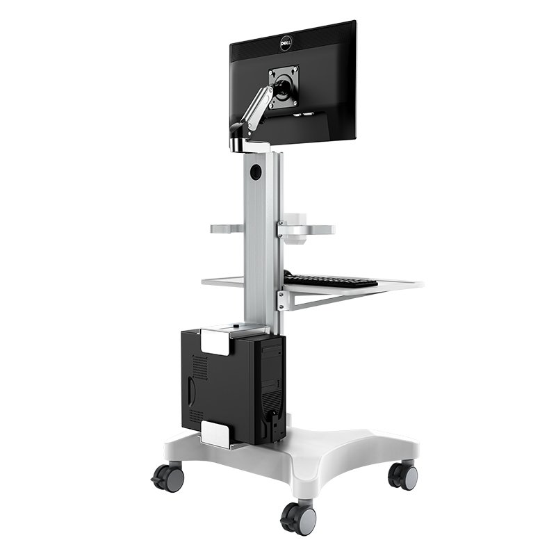 Mobile Nursing Cart Laptop Computer Cart Monitor Cart Dental trolley Height Adjustable Silent Wheel VESA Aluminum Steel Plastic
