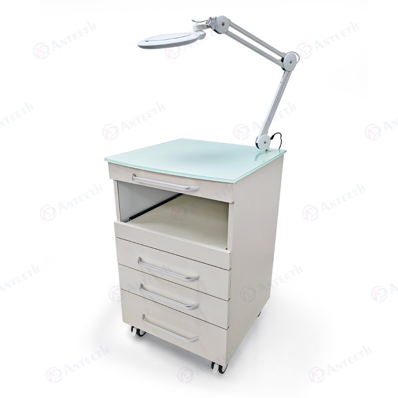Anteeth Beauty Salon Dental Medical Furniture 3 Drawers Magnifier Mobile Cabinet Trolley Beauty Cart