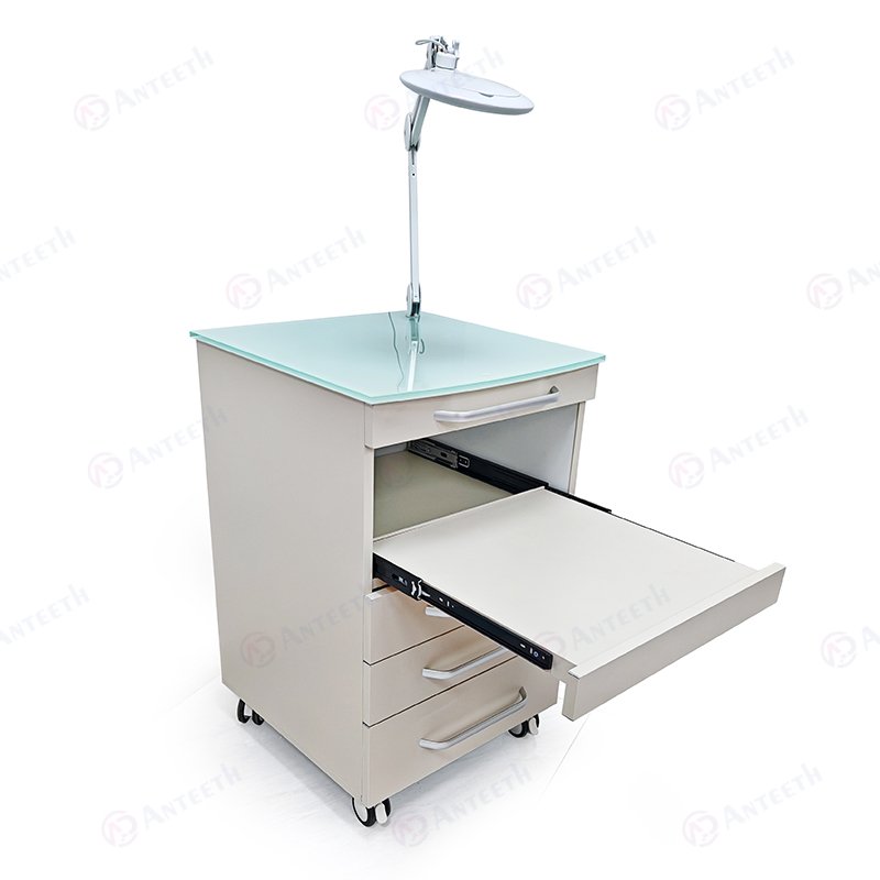 Anteeth Beauty Salon Dental Medical Furniture 3 Drawers Magnifier Mobile Cabinet Trolley Beauty Cart
