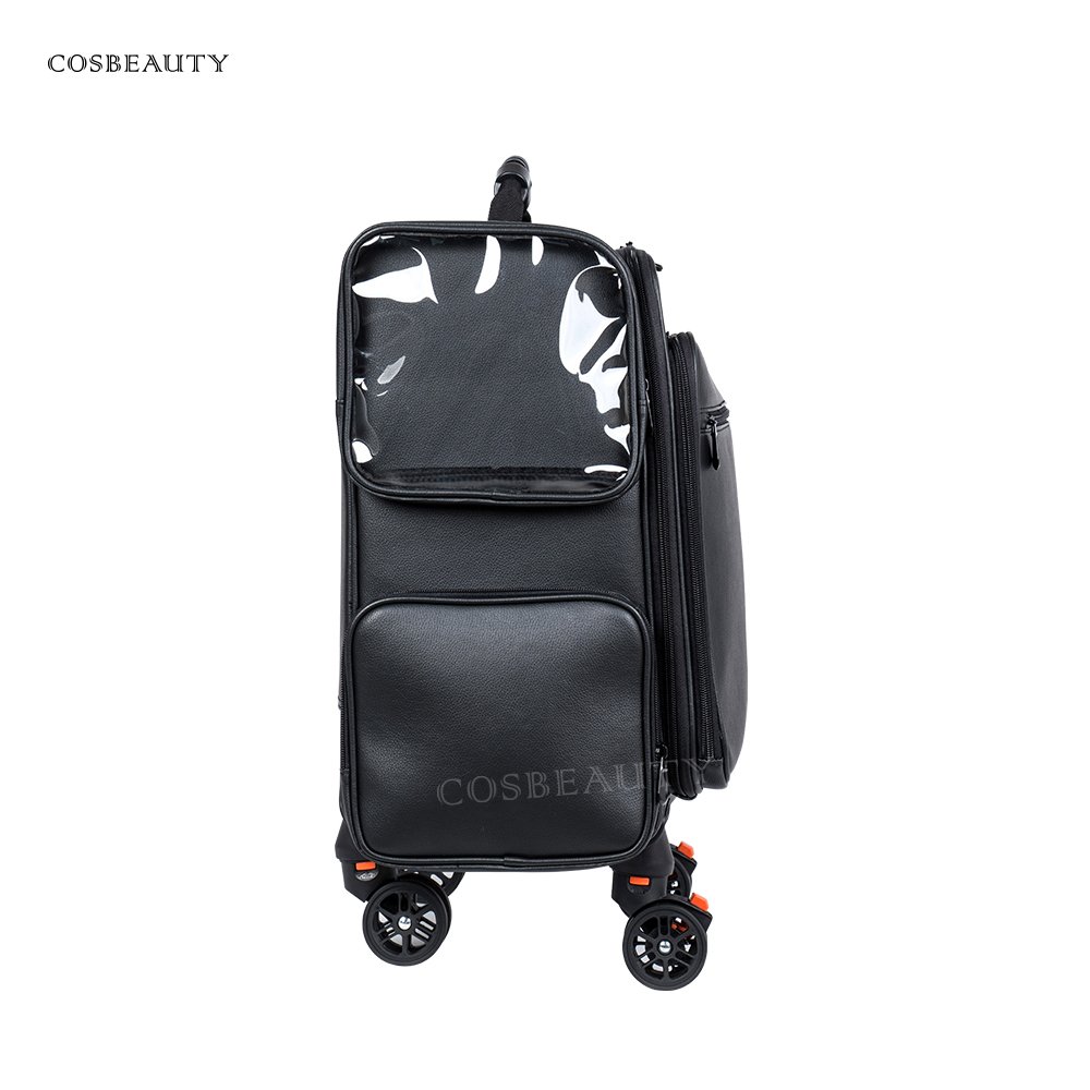 Large Storage Portable Custom Cosmetic Nylon Trolley Bag Beauty Vanity Make Up Suitcase Rolling Makeup Case