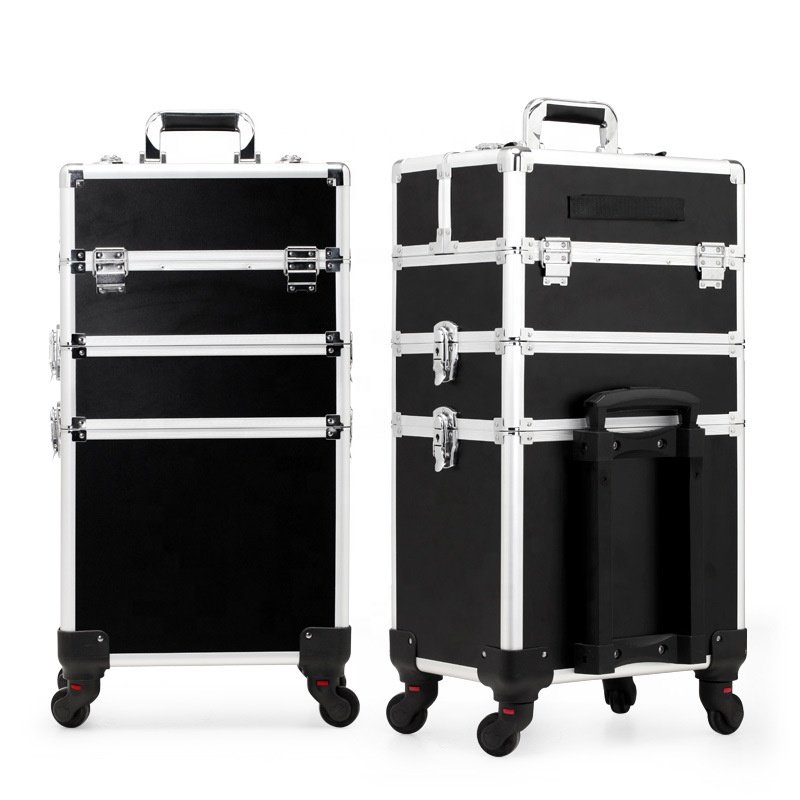 C Salon nail art Rolling Makeup Train Case with different drawer to storage UV lamp nail polish gel kit