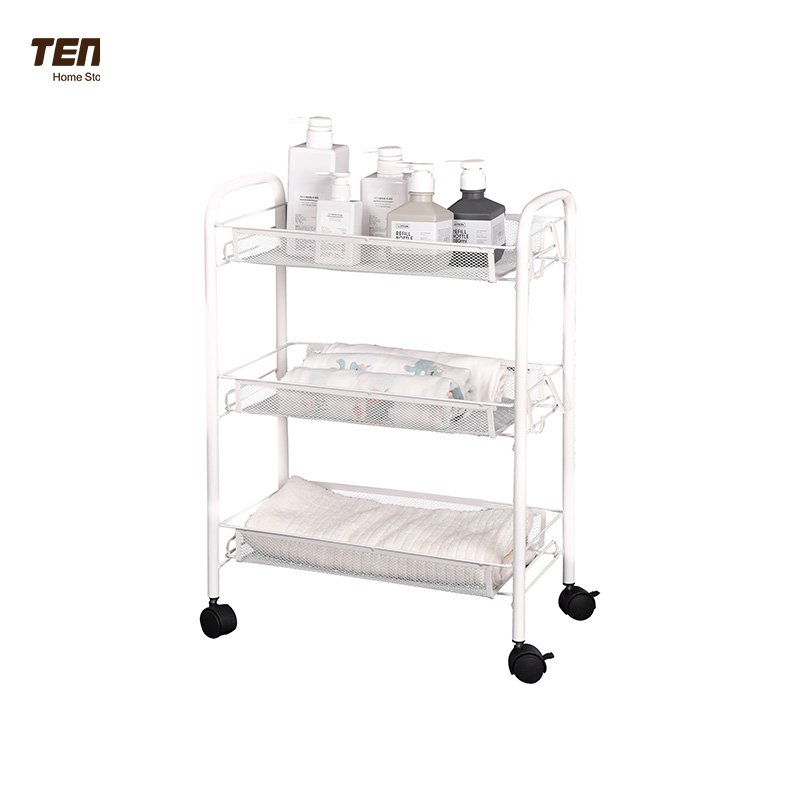 Beauty Salon Furniture Trolley Cabinet Cart Professional Kitchen Tool Storage Trolley Metal Plastic 2021 Tenice 3 Tier 4-wheels