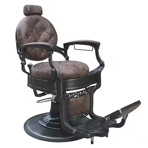 Classic Heavy-Duty Black Barber Chair Hydraulic Vintage Antique Hair Cutting Leather Seat for Salons