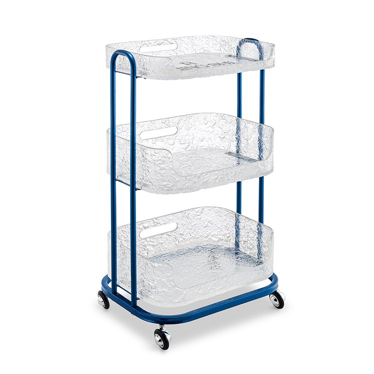 High-End New Design Barber Cheap Lockable Rolling Plastic Beauty Nail Multifunction Storage Facial Tray Cart with Casters