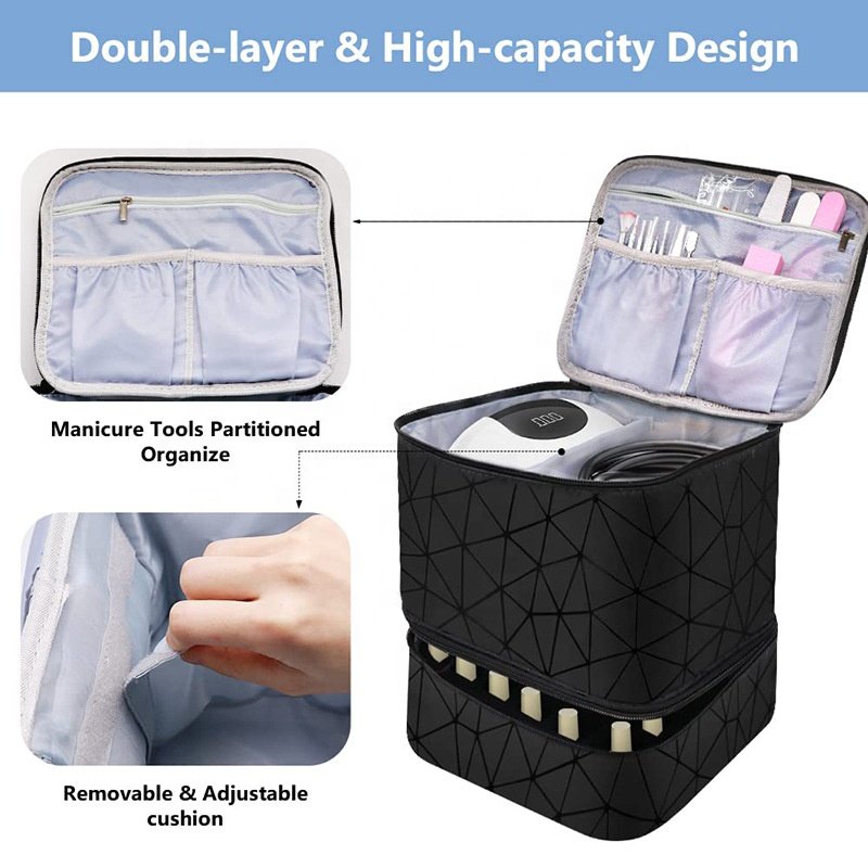 Wholesale Custom Salon Nails Bag Cosmetic Bag 30 Bottles Nail Polish Organizer Essential Nail Polish Bags
