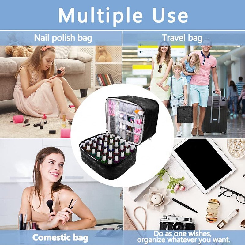 Wholesale Custom Salon Nails Bag Cosmetic Bag 30 Bottles Nail Polish Organizer Essential Nail Polish Bags