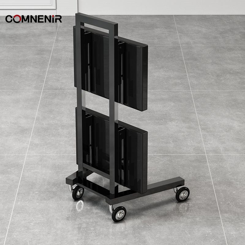 Modern Luxury Salon Stool Cart Trolley Golden Metal and Plastic Beauty Trolley for Living Room Home or Barber Shop
