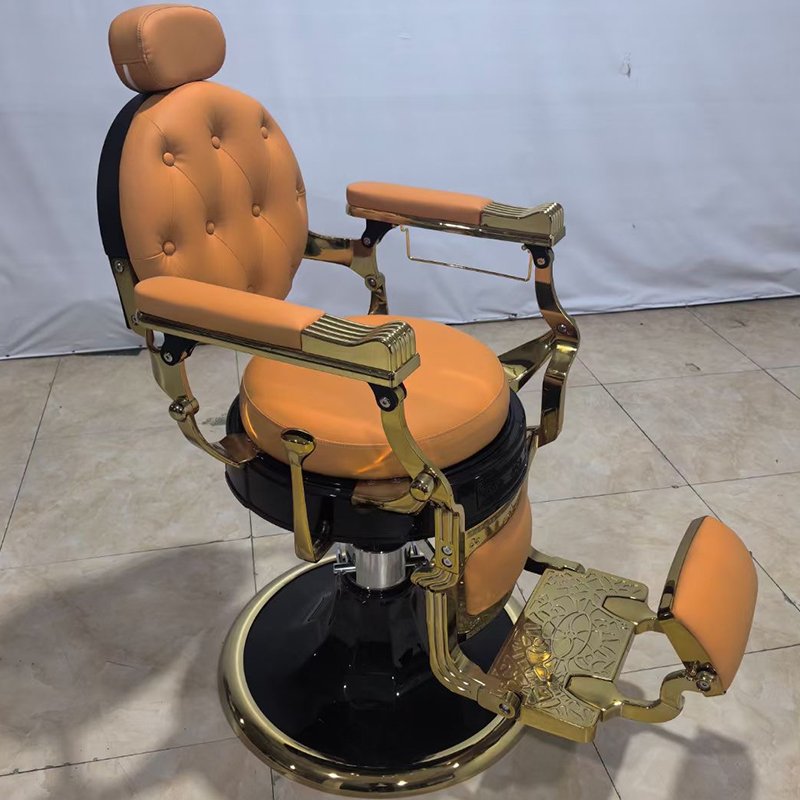 Classic Portable Hair Salon Hairdressing Chair Professional Luxury Golden Vintage Barber Chair High-End Lift Shaving Chair