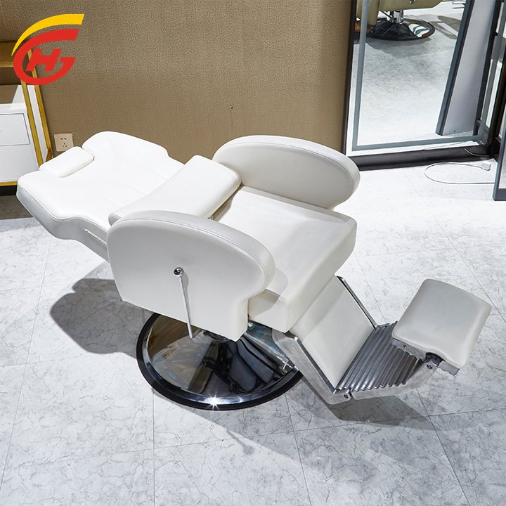 Hot sale luxury big barber chair adopts high-end steel structure, can be tilted and stretched, suitable for salon shop