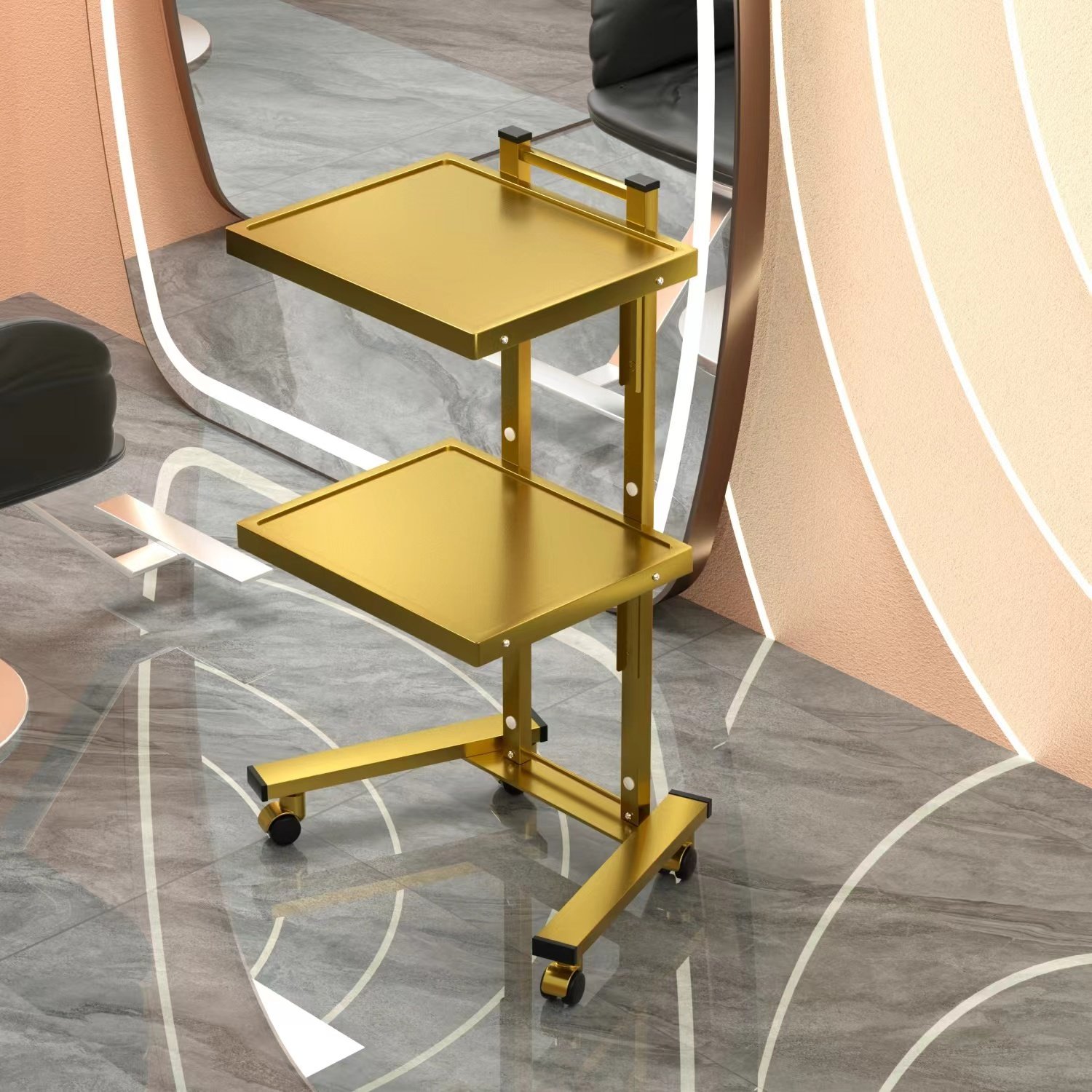 Stainless steel beauty salon trolley foldable hair salon special ironing and dyeing car barbershop tool cabinet