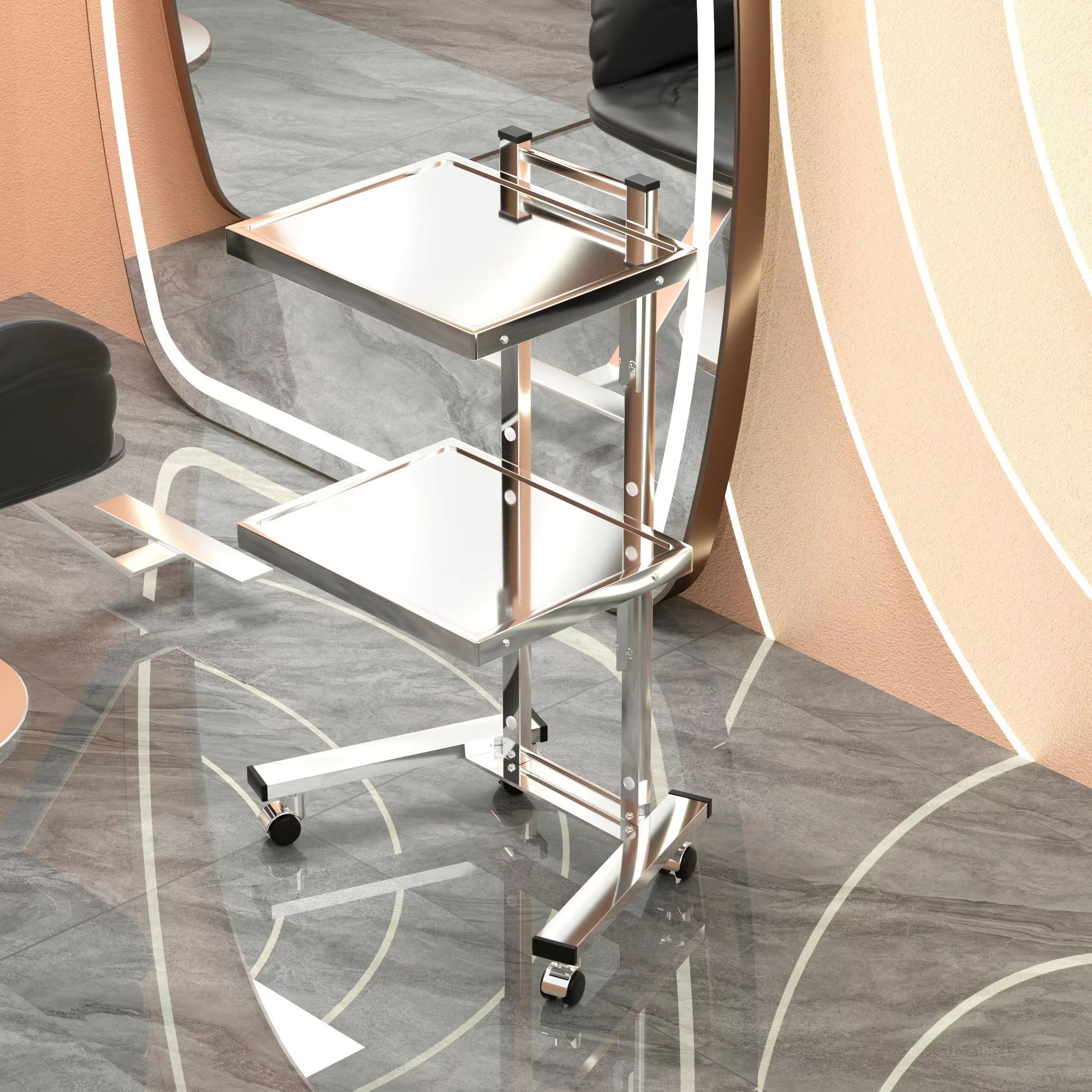 Stainless steel beauty salon trolley foldable hair salon special ironing and dyeing car barbershop tool cabinet