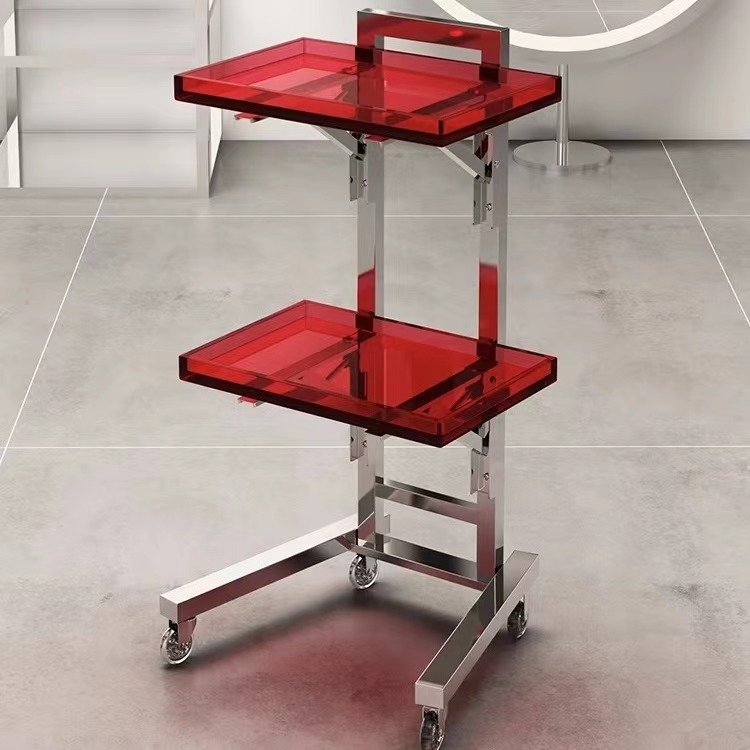 Stainless steel beauty salon trolley foldable hair salon special ironing and dyeing car barbershop tool cabinet