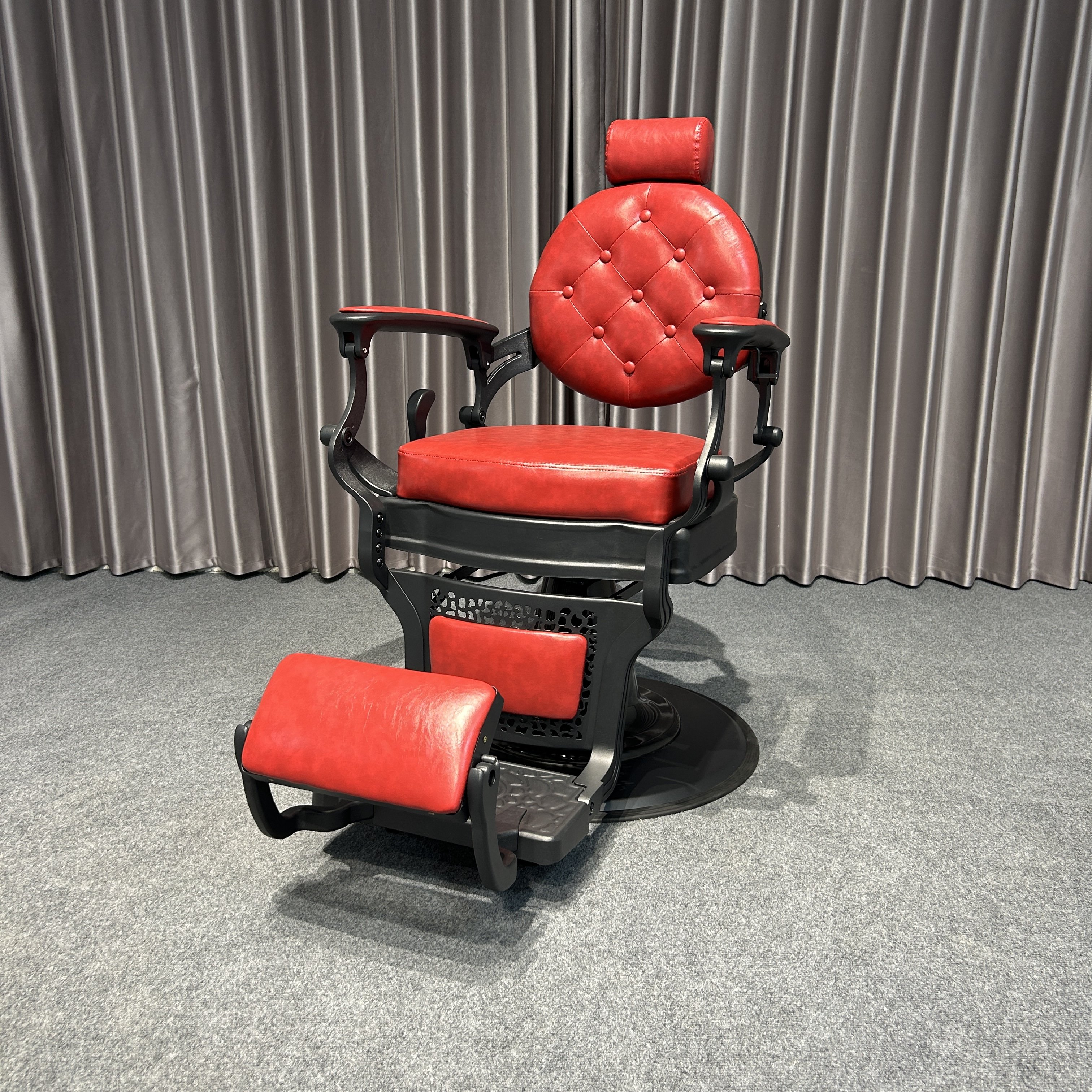 Wholesale Luxury Vintage Red Barber Chair Leather Recliner for Beauty Salon Dining Barber Shop Furniture