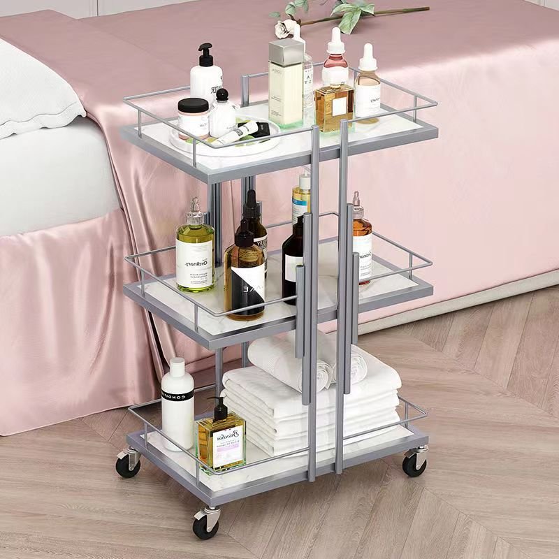 Beauty New Design Makeup Salon Cart 3 Tiers Pedicure Spa Nail Shop Trolley Gold Beauty Trolley With Lockable Wheels
