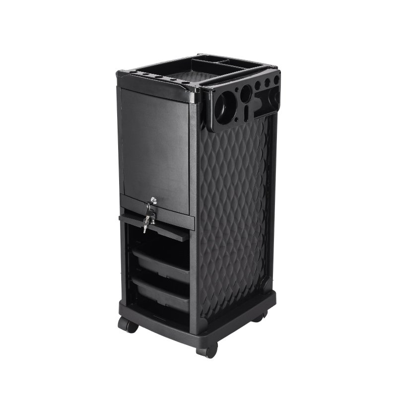 Deluxe Lockable Salon Trolley Modern Design Rolling Cart Organizer with Drawer for Hair Spa Hospital & Workshop Made of Plastic