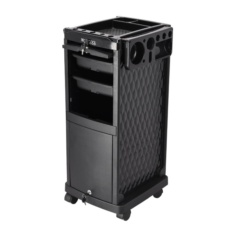 Deluxe Lockable Salon Trolley Modern Design Rolling Cart Organizer with Drawer for Hair Spa Hospital & Workshop Made of Plastic