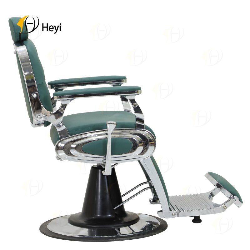 high quality modern metal parts frame professional hydraulic pump reclining men hair salon vintage green barber shop chair